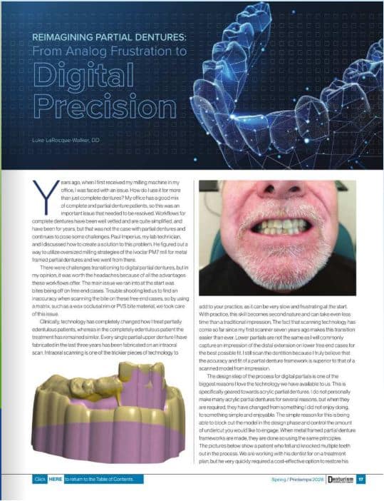 Opening page of the True North Kromes feature in Denturism Canada